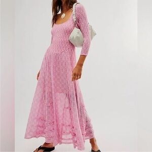 FREE PEOPLE It's Fate Long Sleeve Maxi Dress In Lilac Combo